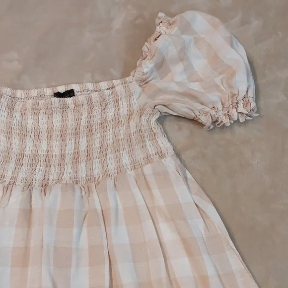 House of Harlow 1960 gingham smocked babydoll mini dress Size L - Picture 4 of 13